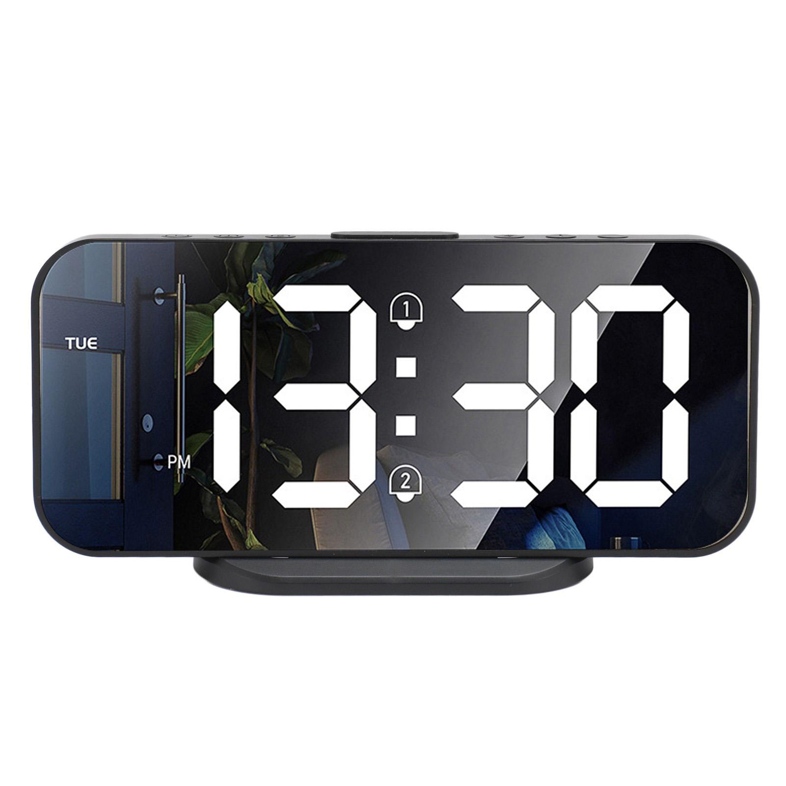 

LED Mirror Electronic Clock Adjustable Brightness 6.7 Inch HD Digital Alarm Clock for Bedroom Living Room Office Black