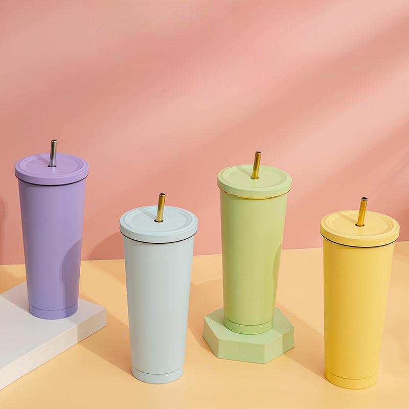 Stainless Reusable Cup Coffee Good Teaware Thermal Mug Thermos for Coffee to Go Drinkware Cup With a Straw Espresso Cups Tea Lid