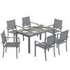 Garden Table and Chair Set, PSPC Plastic Table, 6 Stackable Breathable Chairs, Terrace, Patio, Gray