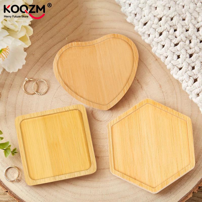 Multi Bamboo Tray Wood Saucer Flower Pot Tray Cup Pad Coaster Plate Kitchen Decorative Plate Creative Coaster Coffee Cup Mat