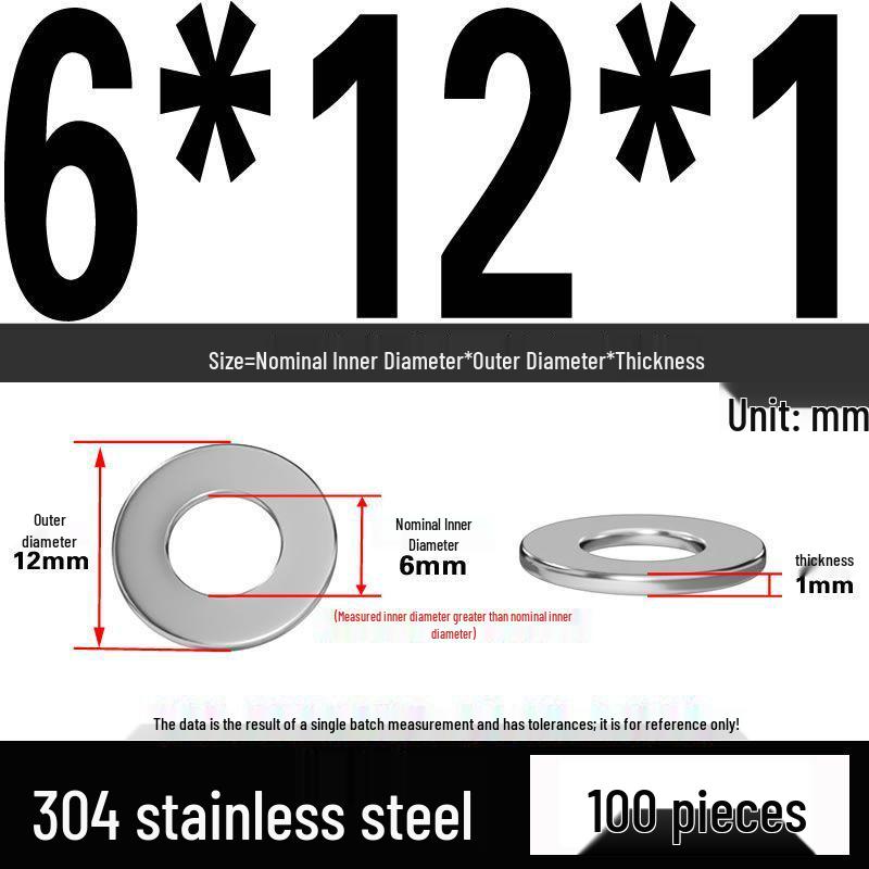 Thickened 304 Stainless Steel Flat Washer Spacer (M2-M36)