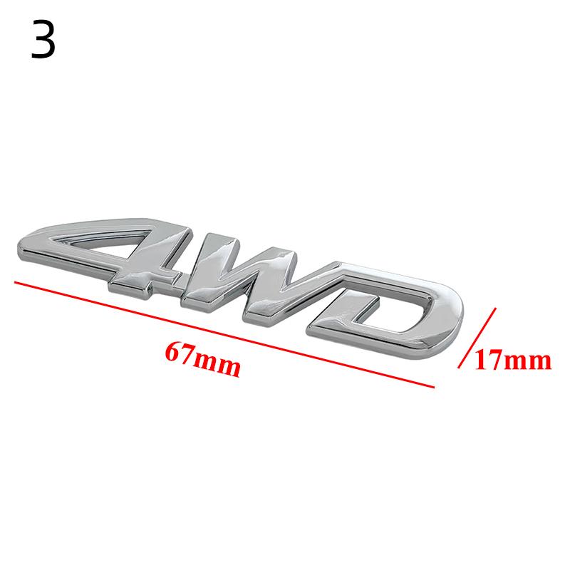 3D Metall Chrom Schwarz Zahlen Buchstaben Logo 4WD Emblem Auto Kotflügel Abzeichen Stamm Aufkleber 4WD Aufkleber Zubehör