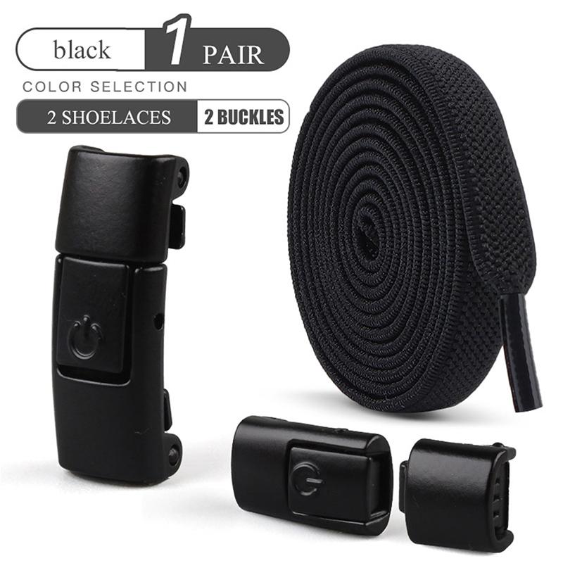 Mm No Tie Shoe Laces Metal Press Lock Shoelaces Without Ties Elastic Laces Sneaker Kids Adult Widened Flat Shoelace for Shoes