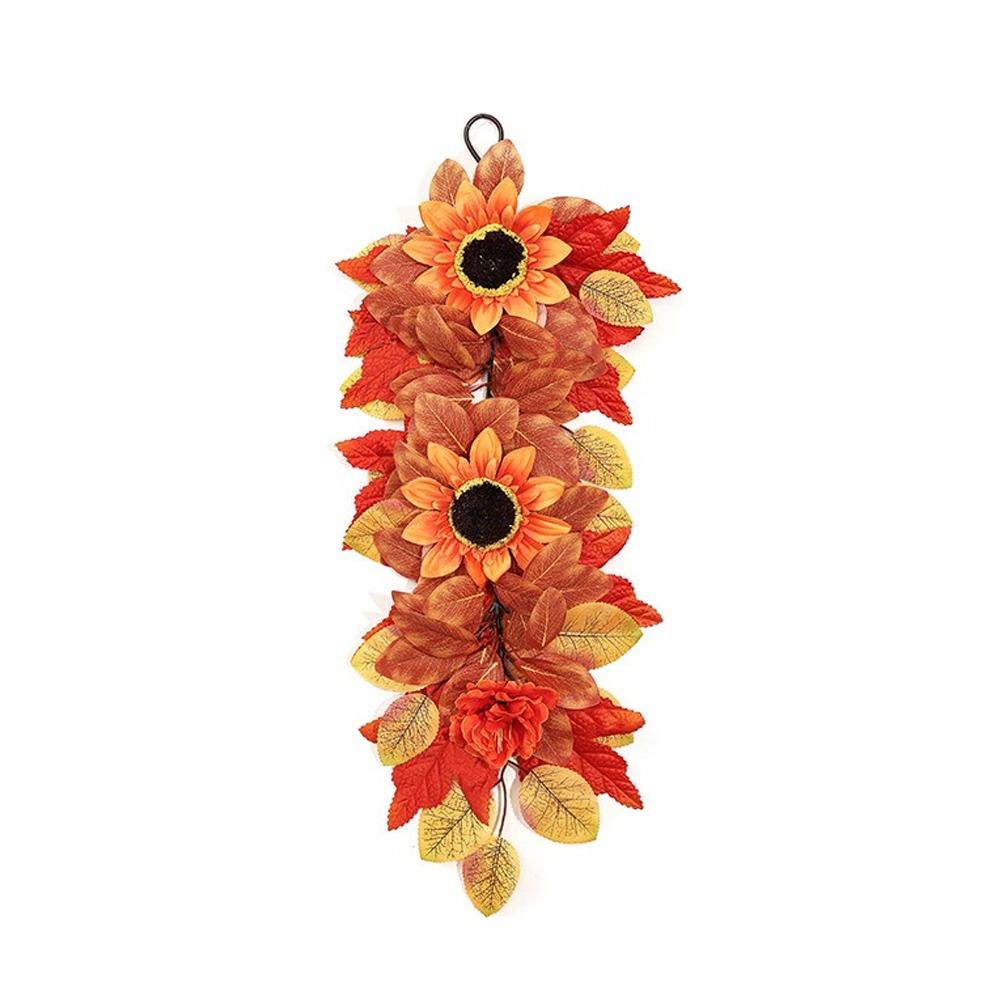 UV Resistant Autumn Sunflower Wall Hanging Front Door Artificial Floral Home Indoor Decor