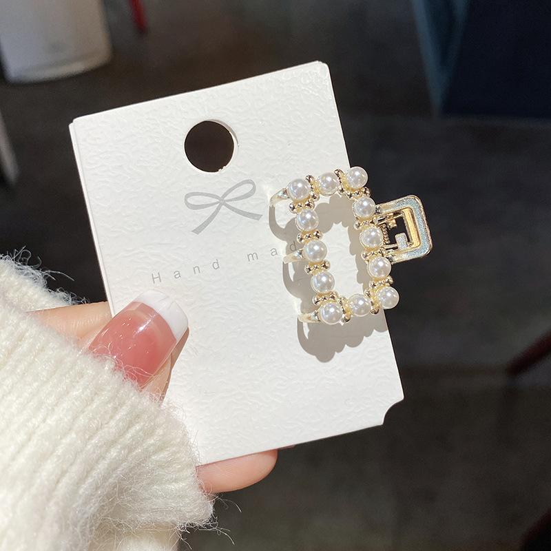 Pearl Rhinaute Small Hair Clip Female Net Celebrity Delicate High Ponytail Clip Korean Advanced Side Broken Hair Clip Headwear