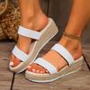 Fashion Woven Wedges Sandals Slippers Women Summer Platform High Heels Slippers Woman Straw Rope Weave Thick Sole Casual Slides Shoes