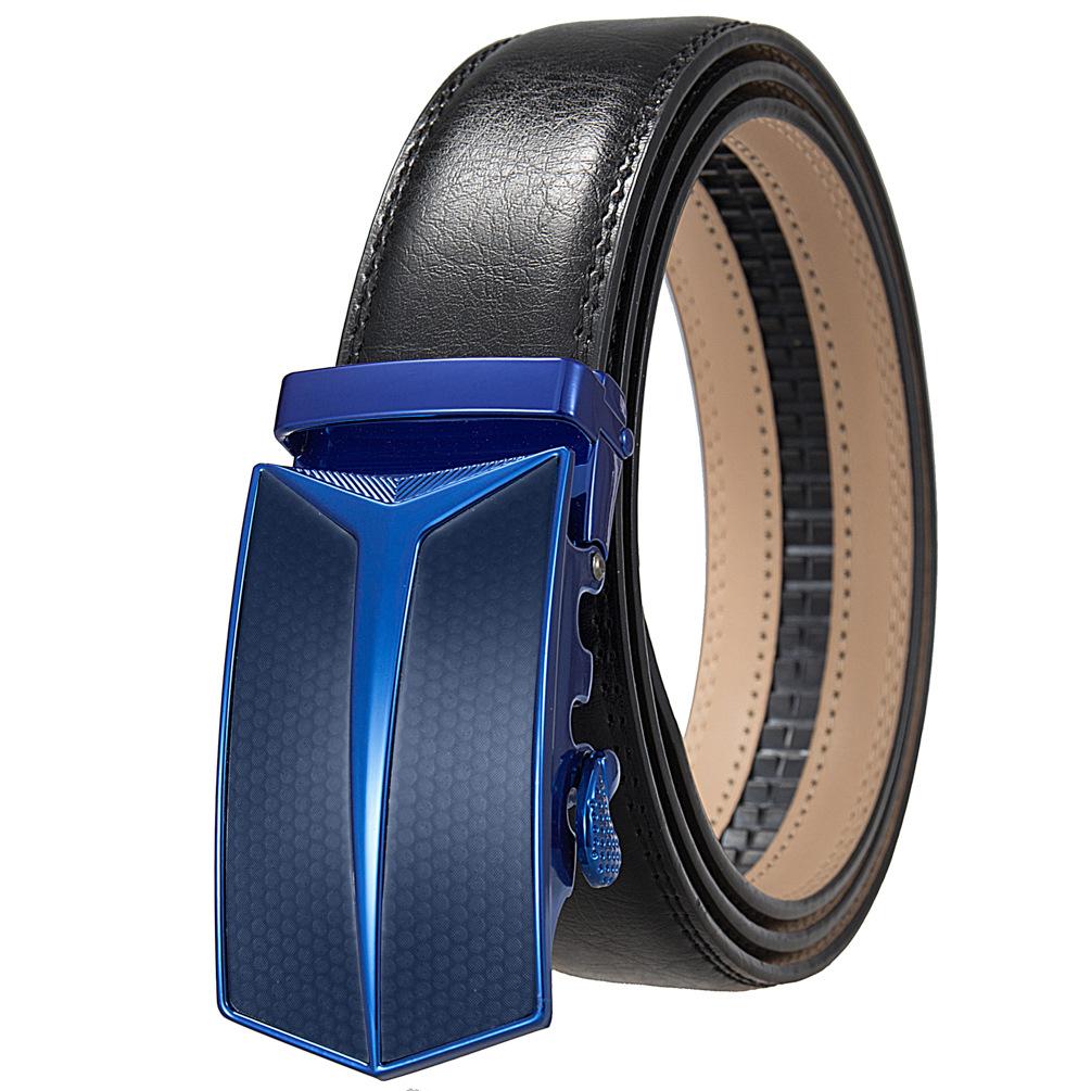Men'S Belt, Automatic Buckle Cowhide Belt Casual Business Ly36-1314-1