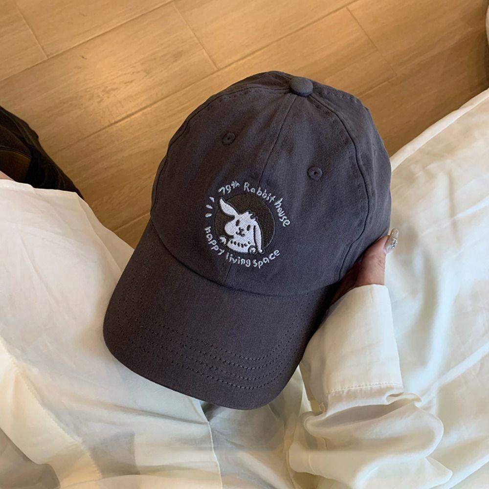 Korean Vintage Baseball Cap Adjustable Teenagers Hat Fashion Rabbit Baseball Cap  Male Female