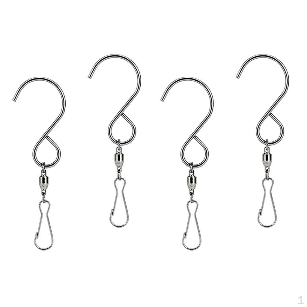 4 Pack Swivel Hooks Clips Chimes Curly Spinners Crystal Twisters Garden