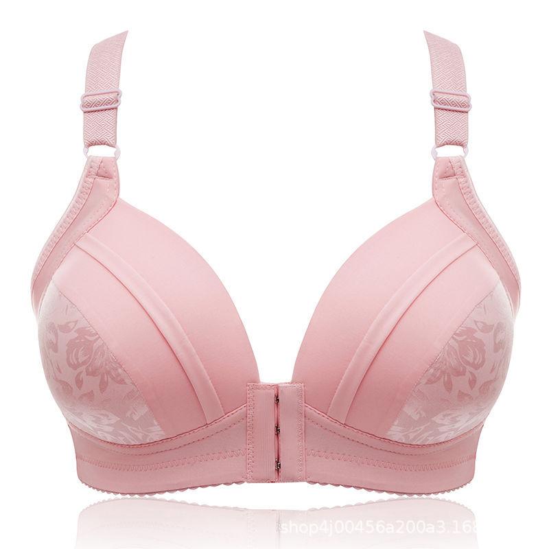 Thin front button bra without steel rim, large size, comfortable gathering bra, underwear