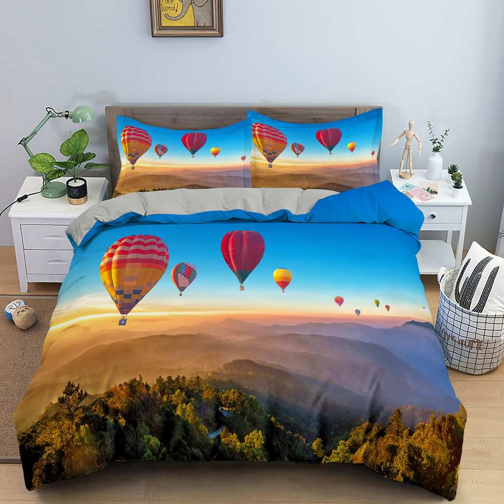 3D Nature Landscape King Queen Duvet Cover Flowers Green Leaves Bedding Set Shimen View Quilt Cover Polyester Comforter Cover