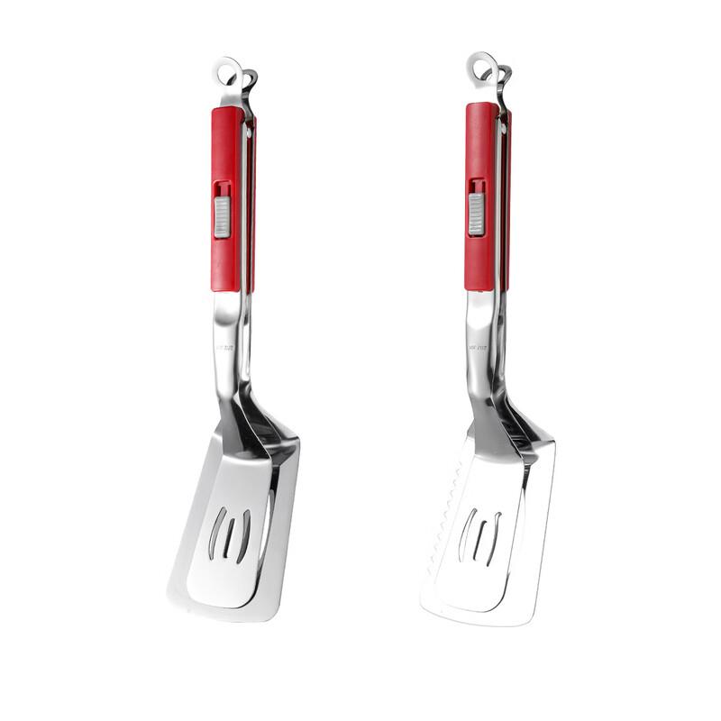 Zhishi 2-in-1 Stainless Steel Frying Spatula Tongs
