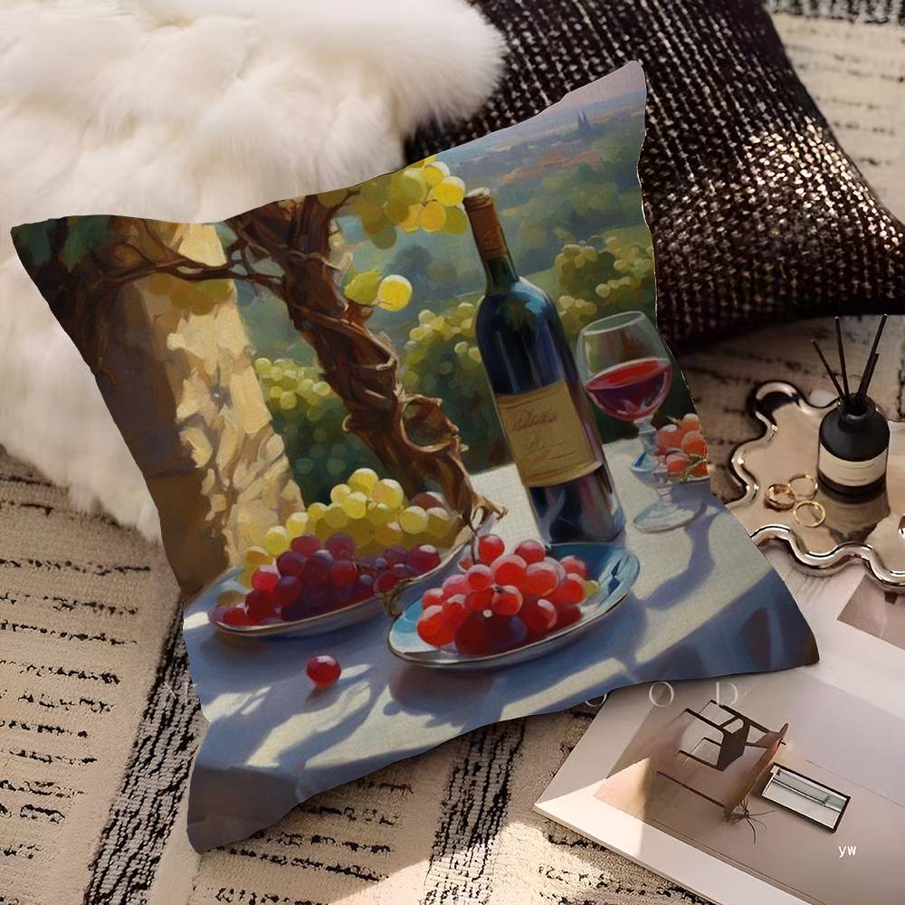 Coffee Shop City Bakery Illustration Decorative Room Aesthetics Pillow Case Home Decor Bedroom Sofa Bed Couch Pillow Cover 45x45