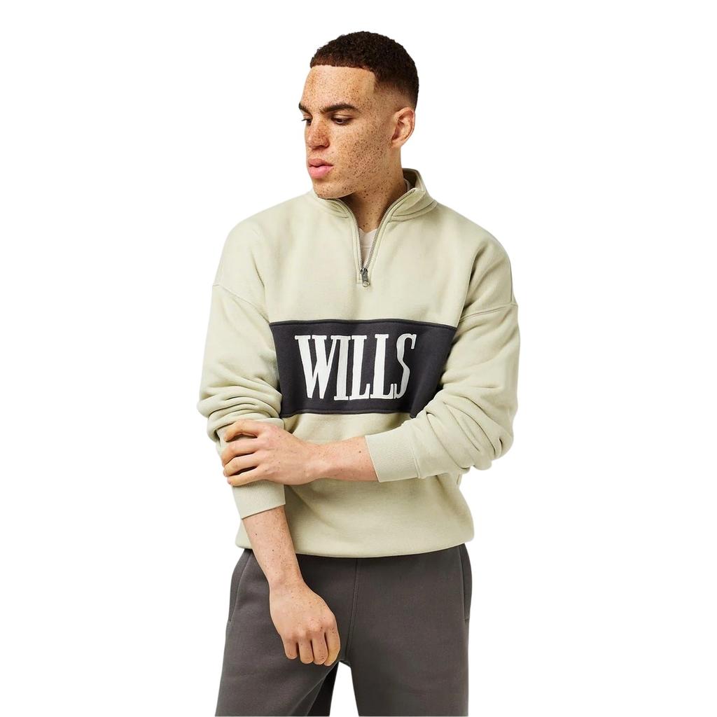 Jack Wills Mens Logo Zip Neck Relaxed Fit Sweatshirt