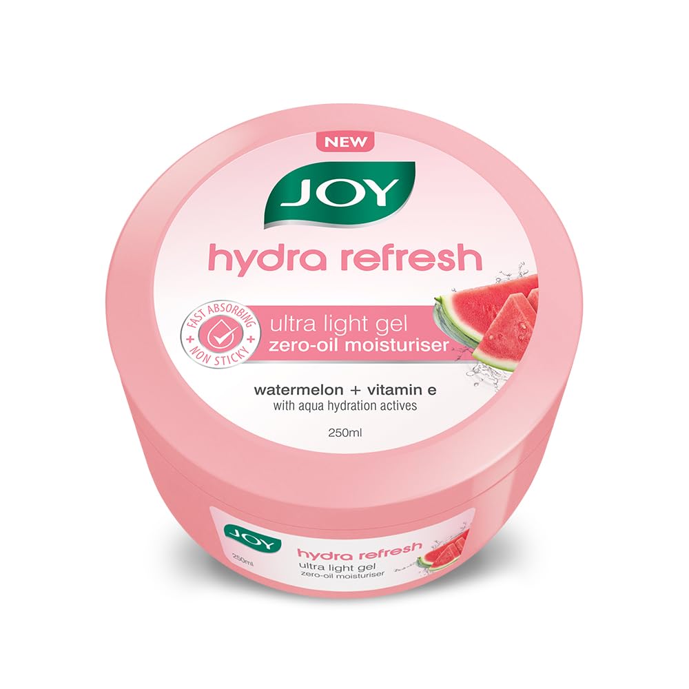 Joy Hydra Refresh Ultra-Light Oil-Free Gel Moisturizer with Watermelon Vitamin E 250ml Pack for Face Body Hydration
