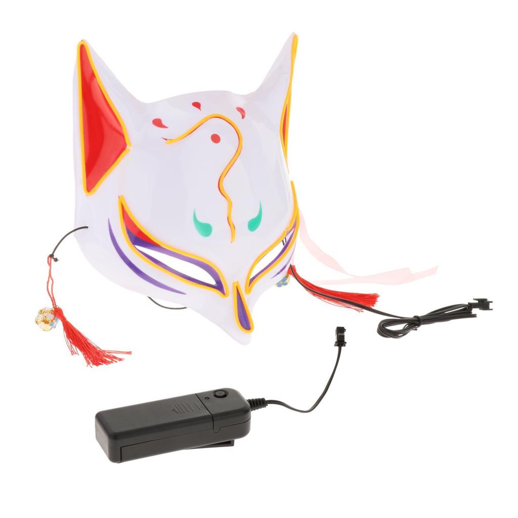 Festivalová maska LED Svítící Kitsune Liščí Maska Cosplay Halloween Maškarní Maska Zvíře DJ Tanec Světelná Párty Rekvizity KTY