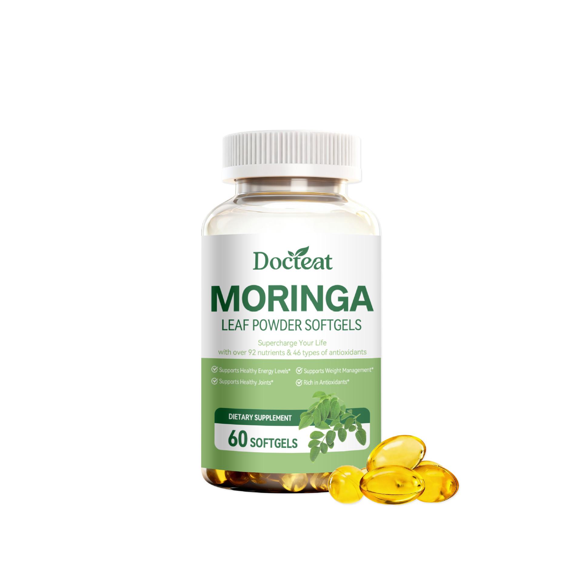 

DOCTEAT Moringa Gut Support Capsules for Daily Energy and Gut Balance with Dietary Fiber