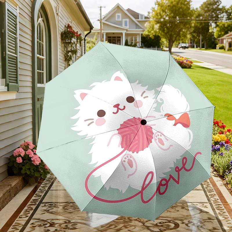 Love Cats & Yarn: Cute Cat Print Umbrella   Automatic Opening/Closing, Outdoor Protection, Lightweight and Durable Travel Accessory 190