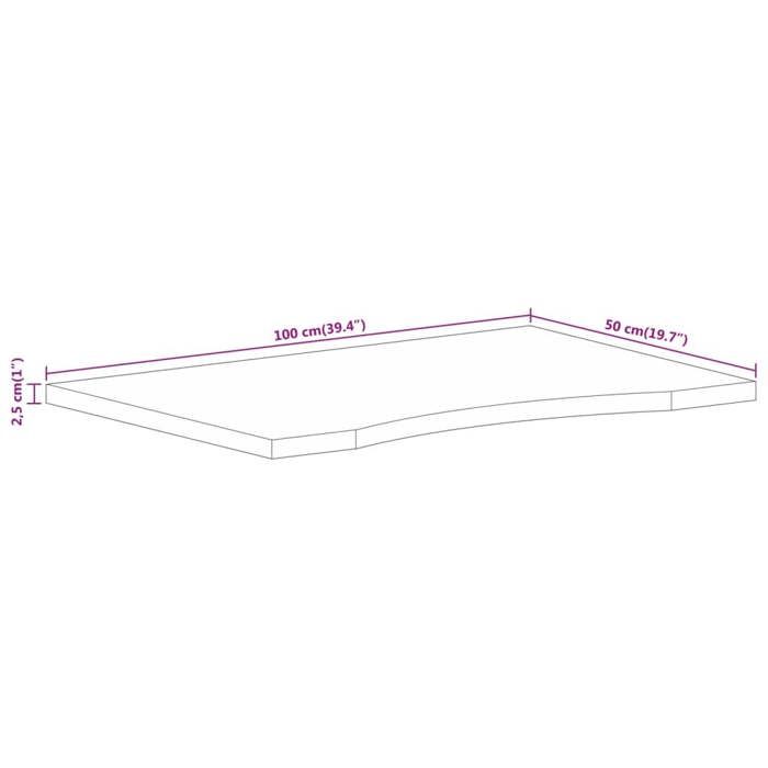 VidaXL Dessus de bureau avec courbe 100x50x2,5 cm manguier massif brut 370209