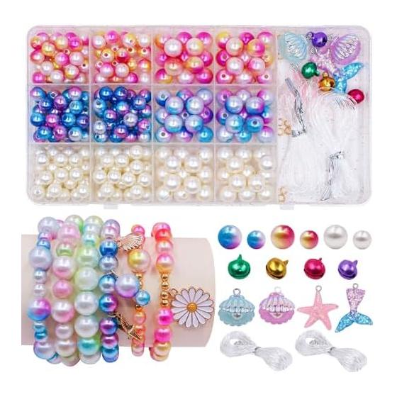 SZSL Beads Craft Kit, Colorful, Soft Colors, Accessory Parts for Girls, Pendants, Necklaces, Bracelet, DIY Materials, Handmade, Storage Case