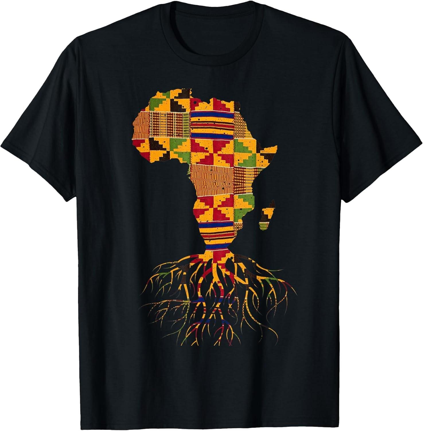 BEST! Cool Africa Map Traditional Kente Cloth African Roots Tee S-3XL L