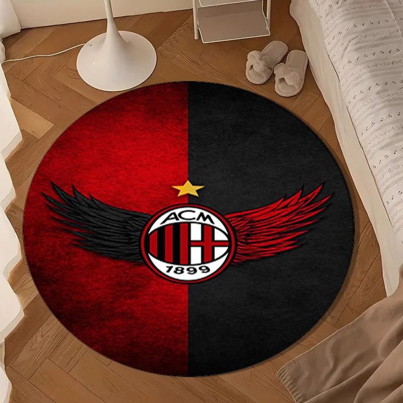 Ac Football Club Round Rug for Livingroom,Bedroom, Palyroom, Chair Rug, Area rug, Circle Carpet, Large Size Fan Christmas gift