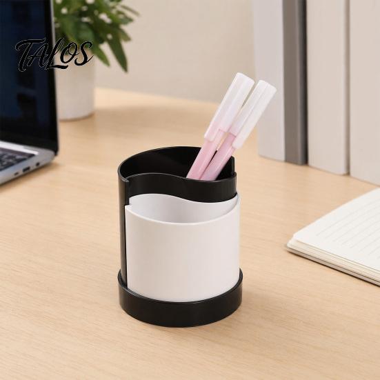Pen Holder with 2 Compartments, Detachable Plastic Stationery Storage Container, Decorative Pencil Organizer Box for Home Office Desk