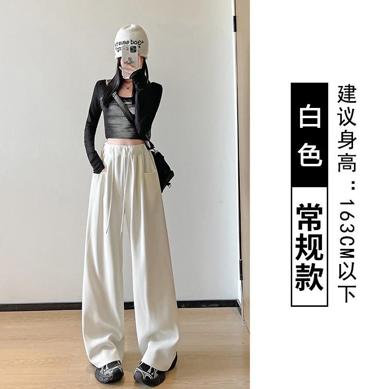 Embroidered wide-leg pants women's autumn new lazy wind high waist loose straight casual mopping long pants