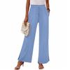 Women's Fashion Loose Wide Leg Pants Slits At The Cuffs Elastic Waist Drawstring Pockets Casual Pants