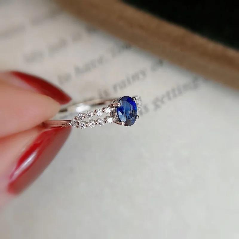 Inlaid Diamond Sapphire Rings For Women Light Luxury Retro Exquisite Blue Ring Engagement Court Style Wedding Jewelry