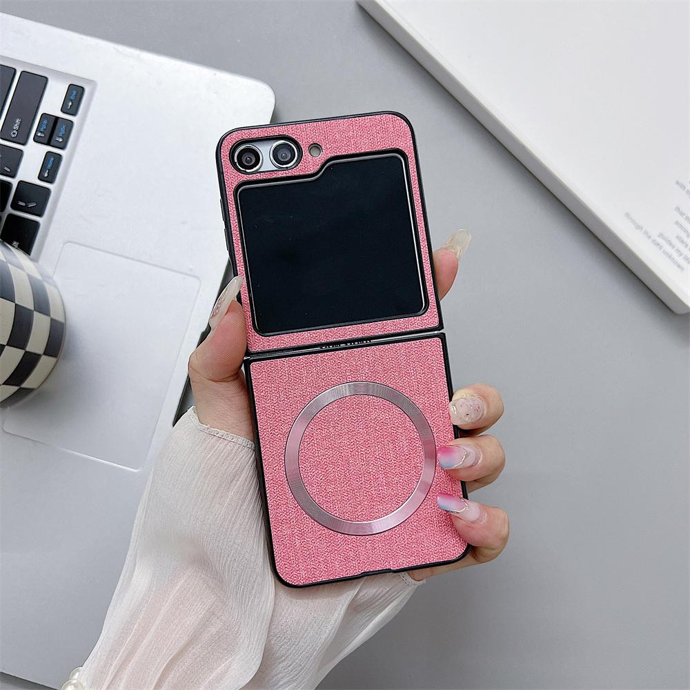 

Роскошные чехлы для телефонов Magsafe из льняной ткани для Samsung Galaxy Z Flip 5 4 3 ZFlip 5 Flip5 PC противоударный магнитный чехол For Samsung Z Flip 4 розовый