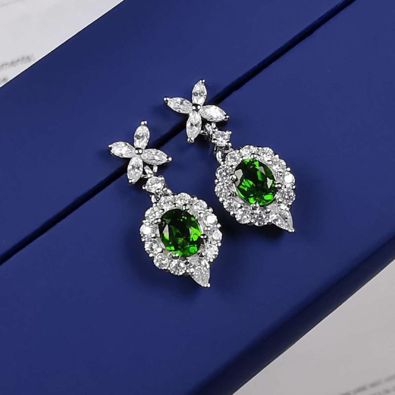 

BELLA BOX Новые изысканные серьги с четырьмя листочками клевера, полностью имитирующие бриллианты, сапфиры и изумруды, женские модные серьги-сокровища цвета зелёный