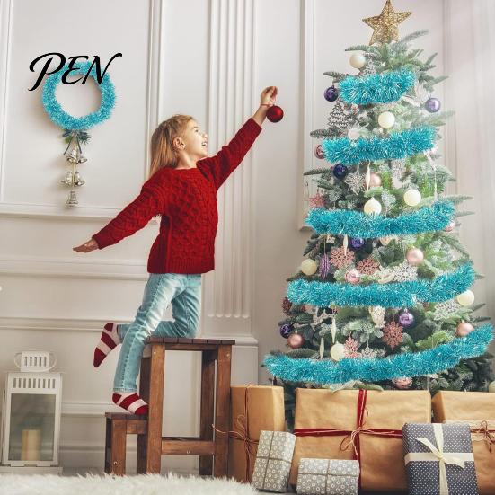 Kerst Trapleuning Wrap 78 Inch Roze Tinsel Sling Decoratie, Glanzende Metallic Twist Herbruikbare Feestelijke Party Supplies voor Kerstboom, Bruiloft,