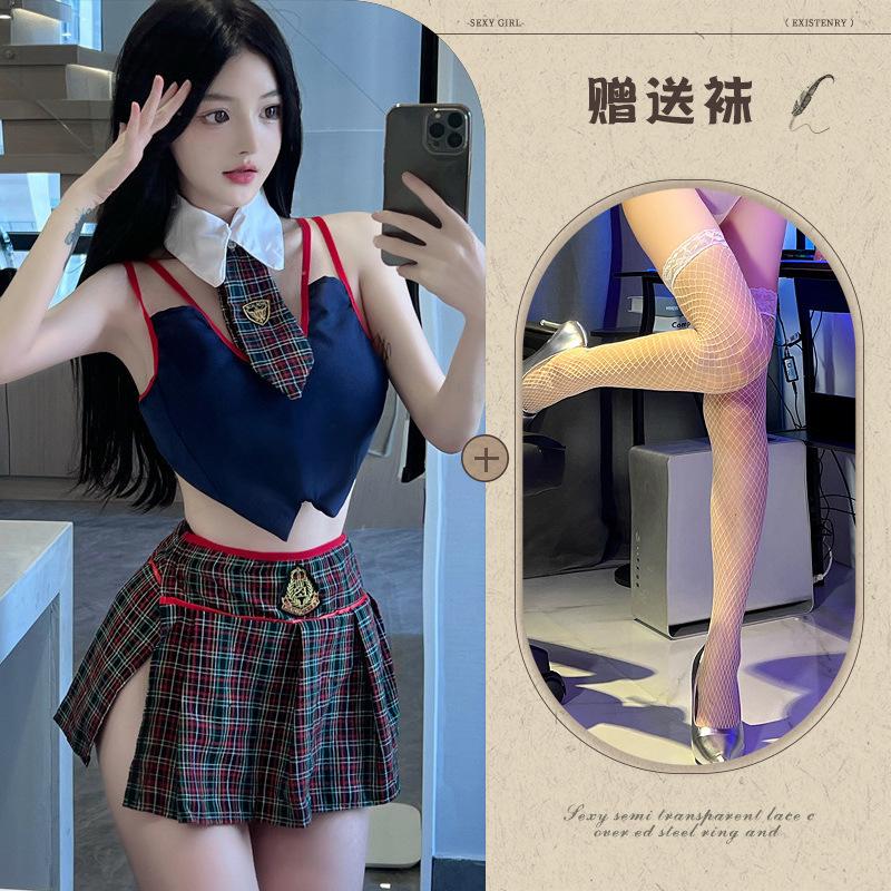 Night listening incense sexy sexy lingerie college style student split uniform seduction student costume cosplay suit