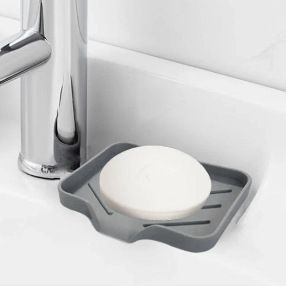 Simple Silicone Soap Tray with Drainage Holes for Kitchen Bathroom Sink Suit for Daily Use Storage