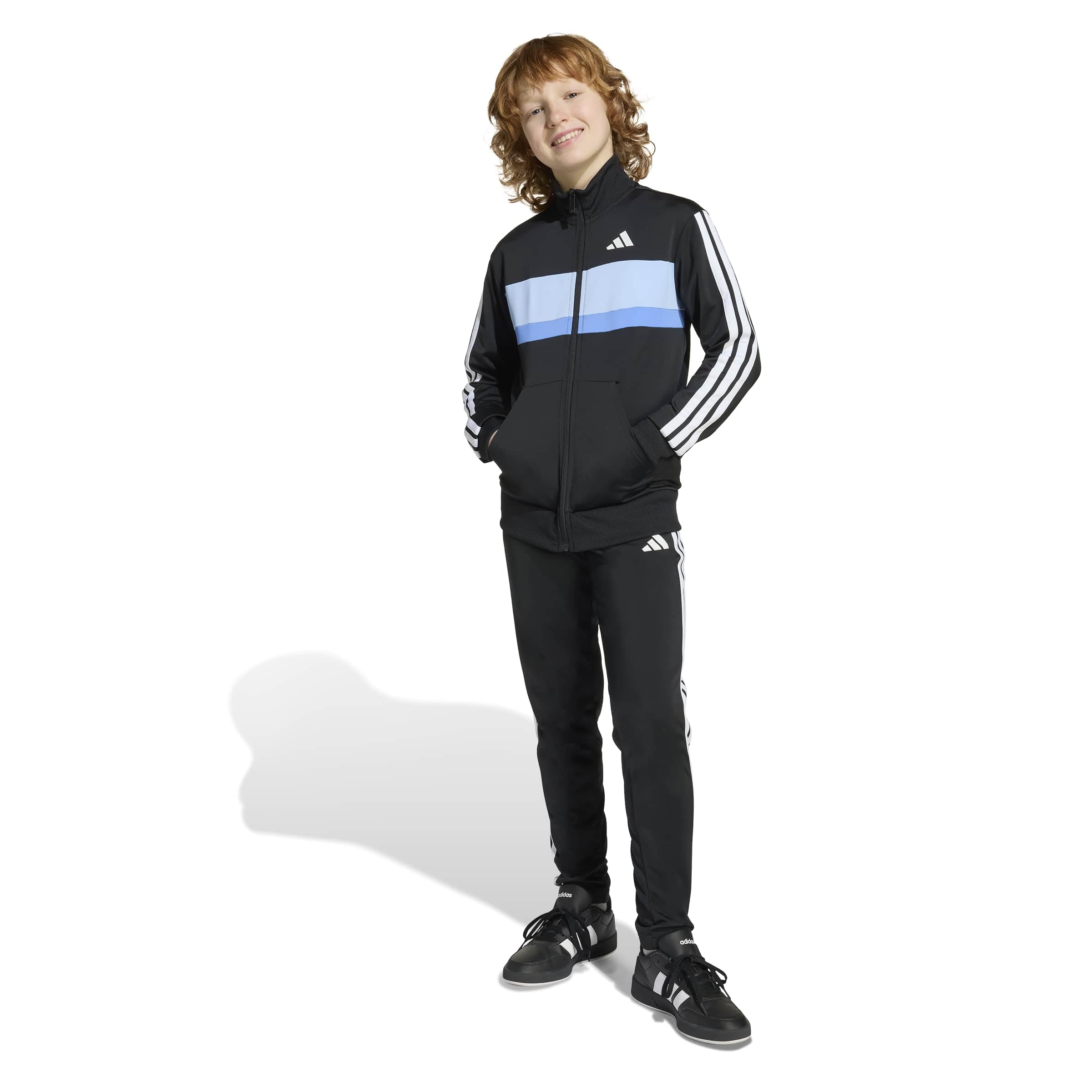 

Adidas Tiberio Tracksuit Set Kids (KQG66) - Top Black/Glow Blue/Blue Fusion/White, Bottom Black/White (KB7327)