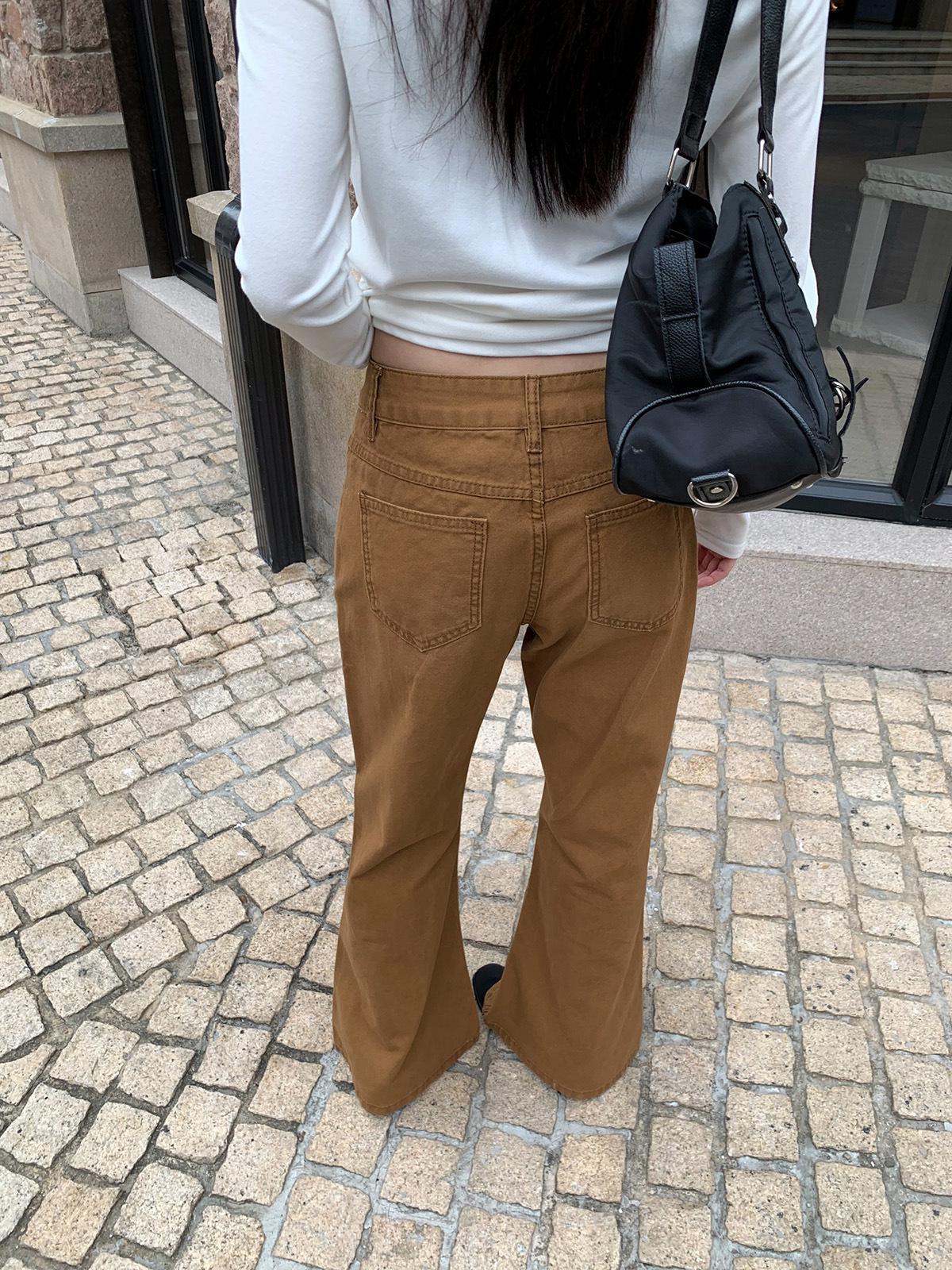 

Yuyi 2025 Women s Autumn/Winter Slim Fit Jeans with Personality Pockets, Micro Flare Style (cx2155). XL земля желтый