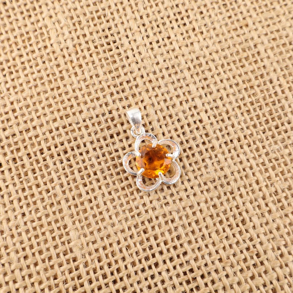 Citrin Anheng Edelstenssmykker, 925 Massivt Sterlingsølv Anheng, Håndlagde Smykker Fødselssteinsanheng, Gave Til Ham