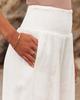 Women's Spring/Summer 2025 Cotton Linen Wide-Leg Pants - Solid Color, Elastic Waist, Casual Long Fit