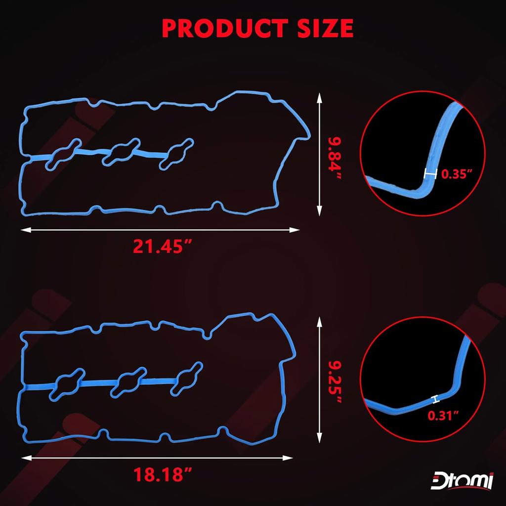 Engine Valve Cover Gasket Set Compatible With Hyundai Kia Vehicle Azera Entourage Santa Fe Sonata Veracruz, Amanti Sedona Sorento, 3.3L 3.8L V6