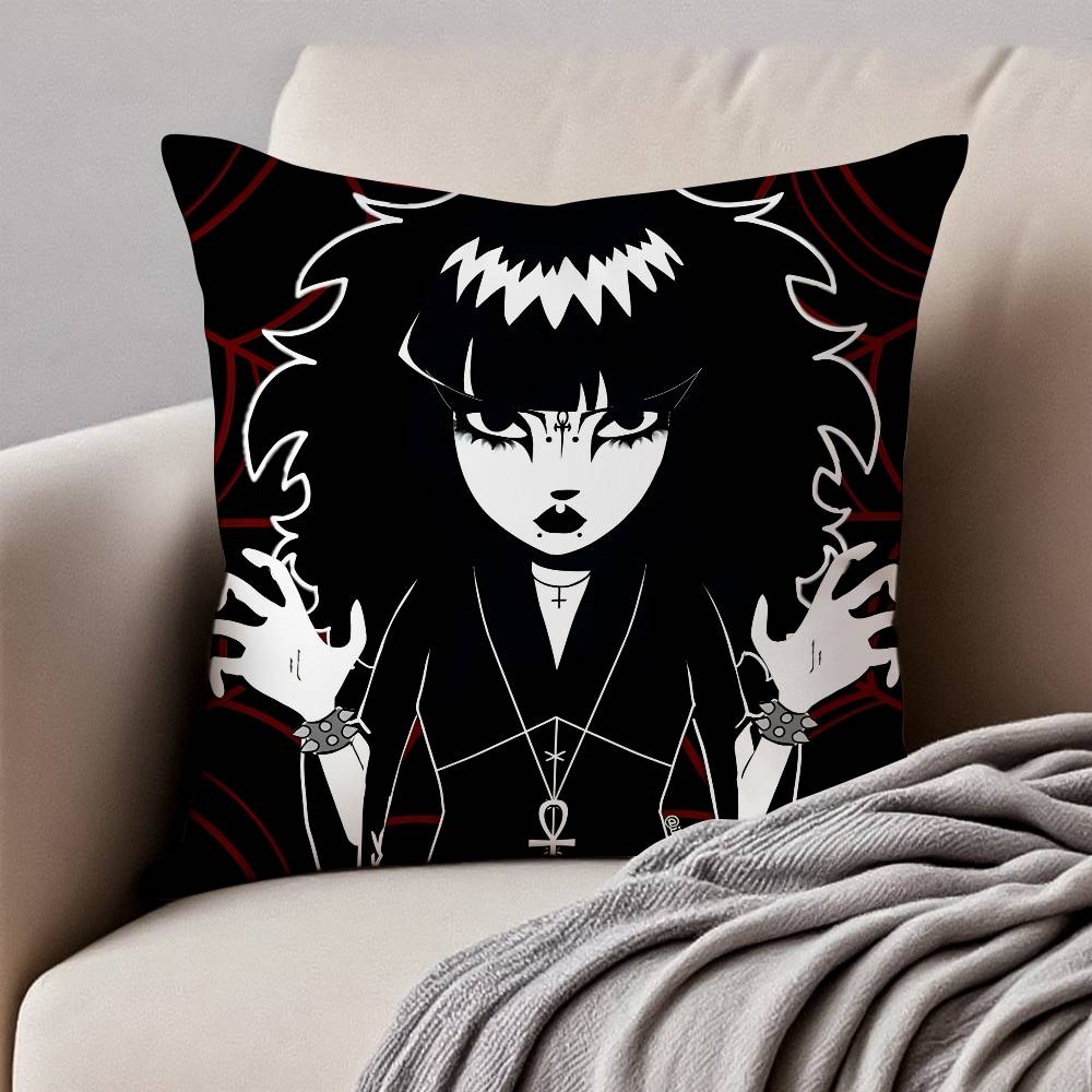 

E-Emily the Strange Pillow Case Anti-dustmite Pillowcase Invisible Zipper Silky Short Plush Sofa Cushion Cover 12x12Inch