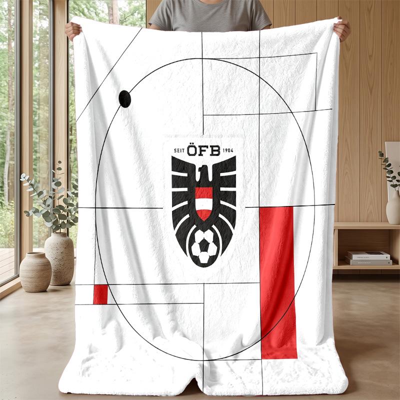 Austria Football Printed Flannel Blanket Skin Friendly Warm Decorative Throw for Indoor Couch Bed Daily Use