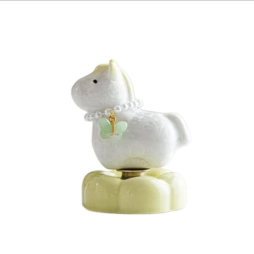 Rotating Crystal Glaze Ceramic Horse Tea Pet Ornament - Year of the Horse Gift.