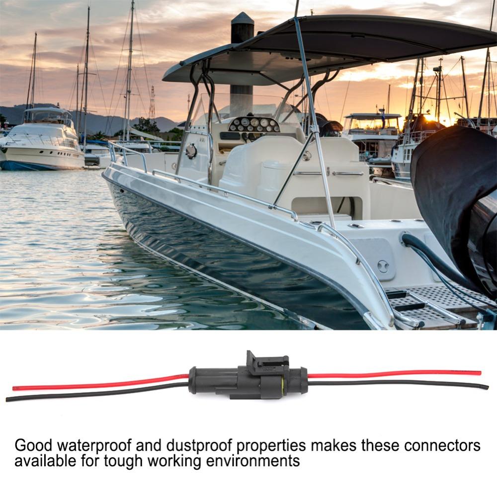 5 Sets 2 Pin Series Terminal Connector- Waterproof Plug with Wire Electrical Connector Automotive Electrical Connectors