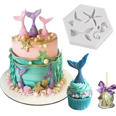 1 peça - Molde de Silicone Líquido DIY Peixe Cauda Grande e Pequena Assado, Estrela do Mar, Cavalo-marinho