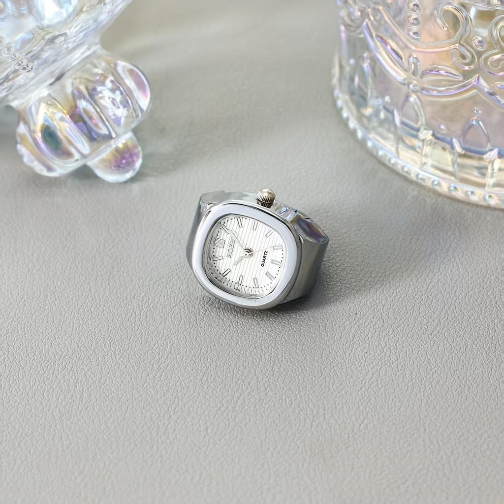 1pc Ring Watch Triangle New Retro Pocket Watch Fashion Trend Mini Finger Watch Ring Watch Real Watch Can See Time