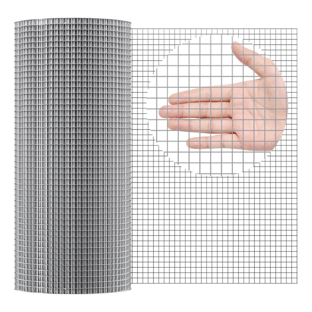 Hardware Cloth, 1/2 Inch 24in X 100 Ft 19 Gauge, Hot Dipped Galvanized Wire Mesh Roll, Chicken Wire Fencing, Wire Mesh for Rabbit Cages, Garden, Small
