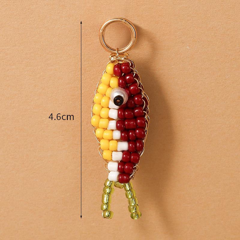 Colorful Beaded Fish Pendant Keychain - DIY Dopamine Series
