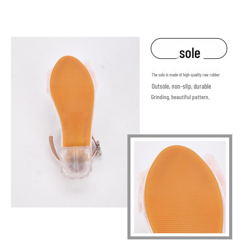 Mädchen 2025 Sommersandalen: Blockabsatz Feenstil mit Schleife - Ein-Wort Halbschuh-Design