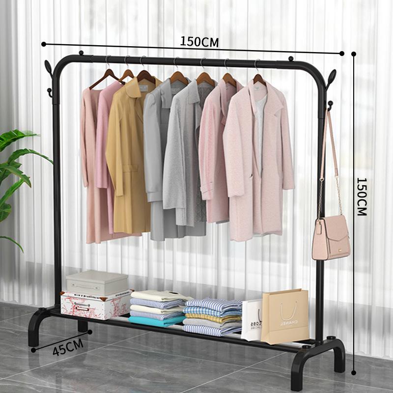 Indoor Double-Rod Floor-Standing Clothes Rack for Balcony or Bedroom